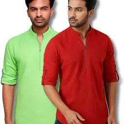 mahiran Pack of 2 Men Solid Pure Cotton Straight Kurta-picture-15