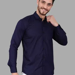 gazzy creation Men Regular Fit Solid Spread Collar Casual Shirt image 3