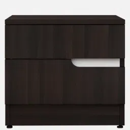 crystal furnitech Bleary Bedside Table in Dark Walnut & Frosty White Finish with Drawers image 4