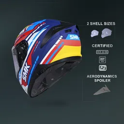 smk Typhoon Sports Tourer ISI, DOT & ECE 06 Certified Helmet with Dual Visor Motorbike Helmet image 3