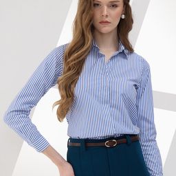 metronaut Women Slim Fit Striped Spread Collar Formal Shirt-picture-29