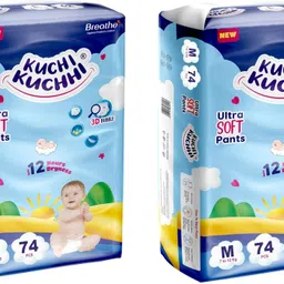 kuchi kuchhi Premium Ultra Soft Baby Diaper - Medium (74 pieces) - (Pack of 2) - M-picture-13