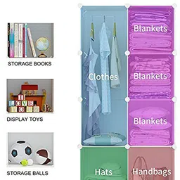 sasimo 4-Door 6-Shelf Plastic kids Collapsible Cupboard PC Collapsible Wardrobe image 3