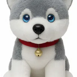 Premium Stuffed Husky Dog with Blue Glitter Eyes (Medium Size) - 35 cm-image-43
