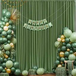 Vistook 20x12FT Wrinkle Free Decoration Backdrop Dark Olive Green Curtain 5x12 (4 Panel) Reflector-picture-15
