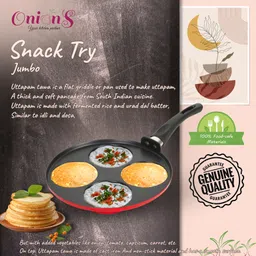 onions Non Stick Aluminium Heavy Duty 4 Cavity Uttapam Pan/Snack Try/ Pan Cake Tawa 19 cm diameter image 3