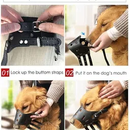 om zee PU Dog Muzzle for Aggressive Behavior Prevention Medium Other Dog Muzzle image 3