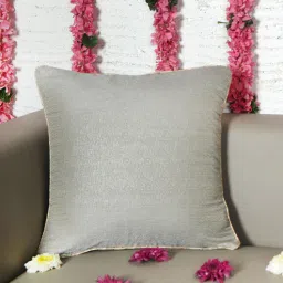 Grey Cotton Traditional 16x16 inches Cushion Covers (1pc) by Zeba-image-35