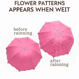aviation creation Magic Color Changing Umbrella (Pink) | Floral Rain Pattern Automatic Open-Close Umbrella image 2