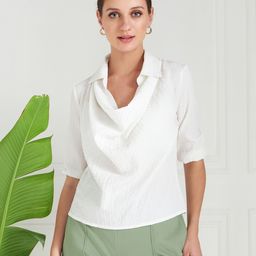 athena Casual Puff Sleeves Solid Women White Top-picture-24