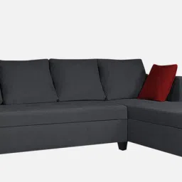 febonic Nebula Fabric LHS Sectional Sofa in Charcoal Grey Colour image 3