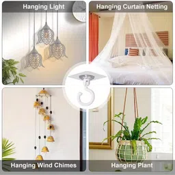 porquepine Heavy Duty 360° Rotating Self Adhesive Ceiling Hooks Hook 10 image 4