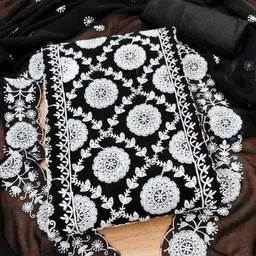 fusionvalley Unstitched Georgette Salwar Suit Material Embroidered image 5