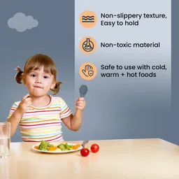 tutots Premium Silicone Wood Spoon & Fork Set BPA Free PVC Free - Silicone, Wood image 4