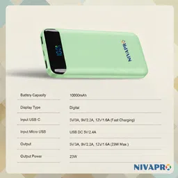 nivapro 10000 mAh 39 W Ultra Slim Pocket Size Power Bank image 5