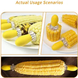primetreads Corn Cob Holders with Silicone Handle Disposable Stainless Steel Fruit Fork Set image 2