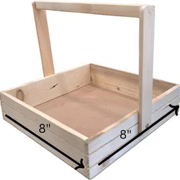 Wooden Giftorious Premium Pinewood Basket (8"X8"X2.5") | Wooden Basket Hampers Storage Basket-picture-44