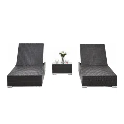 casacraft from pepperfry Felcita Wicker Poolside Lounger with Table in Dark Brown Colour (Set of 2) image 4