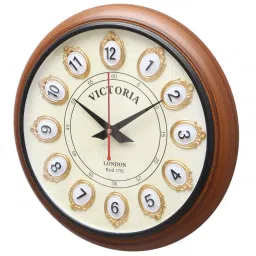 qamar home solutions Brown Mdf Vintage Wall Clock (1 Piece) image 4