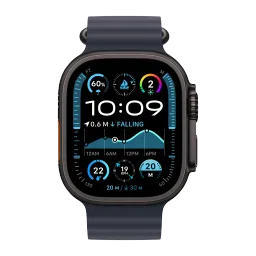 Apple Ocean Titanium & Fluoroelastomer Band Extension for Apple (44mm / 45mm / 46mm / 49mm) (Black Titanium Finish, Navy) image 3