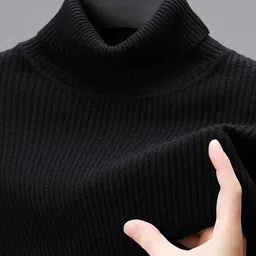 zeenatfashion Men Striped High Neck Black Sweater-picture-23