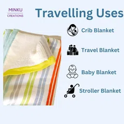minku creations Printed Single Hooded Baby Blanket for Mild Winter image 2