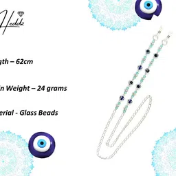 heddz Lightweight Glass Beads Silver Filigree Pastel With Evil Eye Spectacle Chain For Women-Mask Chain Lanyard String for Eyewear Frames,Reading Glasses,Sunglasses,Goggles and Eyeglasses image 3