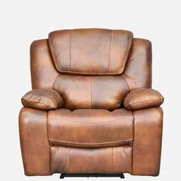 royaloak Fusion Leather 1 Seater Manual Recliner with USB Port in Brown Colour image 4