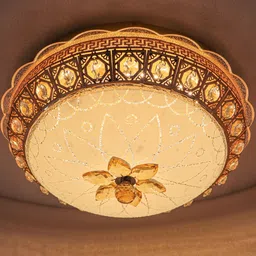 swanart Crystal Ceiling Light Fixture with 3-Color LED - Floral Design For Living Room Chandelier Ceiling Lamp image 4