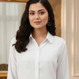 prieto Women Regular Fit Solid Button Down Collar Formal Shirt image 4