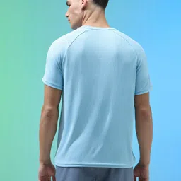 technosport Men Solid Crew Neck Polyester Light Blue T-Shirt image 2