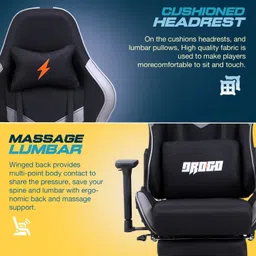 drogo Multi-Purpose Ergonomic Gaming Chair with Adjustable Seat, Head & USB Massager Gaming Chair image 2