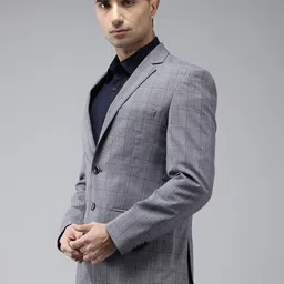 park avenue Men Checkered Single Breasted Formal Blazer image 3