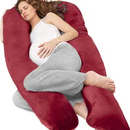 maatrikaa U-Shaped Full Body Maternity Pillow for Back, Hip & Belly Support, Velvet Cover Microfibre Solid Pregnancy Pillow Pack of 1-picture-22