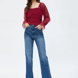 harpa Casual Bell Sleeves Printed Women Maroon Top image 4