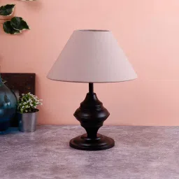 new era Grey Cotton table lamp with black base image 2