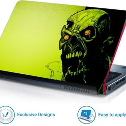 Anweshas 4 in 1 Combo Pack with Laptop Skin Sticker Decal, Palmrest Skin, Screen Protector, Key Guard for 15.6 Inch Laptop - Horror Green Combo Set image 2