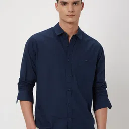 mufti Men Slim Fit Solid Spread Collar Casual Shirt image 2