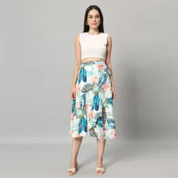 Women Animal Print Wrap Around Multicolor Skirt-image-53