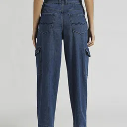 pepe jeans Women Tapered Fit High Rise Dark Blue Jeans image 2