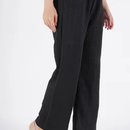crown king garments Women Relaxed Black Wool Trousers image 5