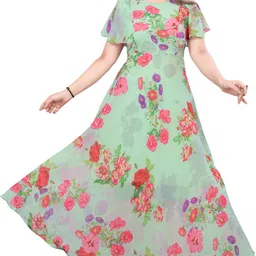 houseofcommon Women Maxi Green Knee Length Dress-picture-12