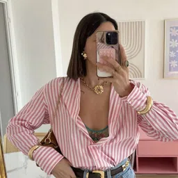 femibazaar Women Oversized Fit Striped Casual Shirt-picture-12