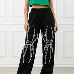 tedwoods Women Graphic Print Black Track Pants-picture-14