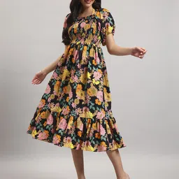raiyani enterprise Women Fit and Flare Yellow Ankle Length Dress image 1