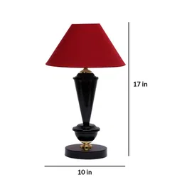 Maroon Shade Table Lamp With Metal Base By Foziq image 5