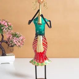 Golden Peacock Red & Green Musician Lady Showpiece-picture-44