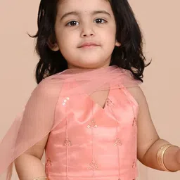 BAESD Girls Embroidered Net Thread Work Ready to Wear Lehenga & Blouse With Dupatta image 2