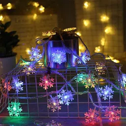 atnep 20 LEDs 4 m Multicolor Steady Snow Flake Rice Lights image 2