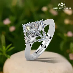 miss highness 925 Sterling Silver Square Princess Cut Design Ring For Women Sterling Silver Cubic Zirconia Rhodium Plated Ring-picture-12